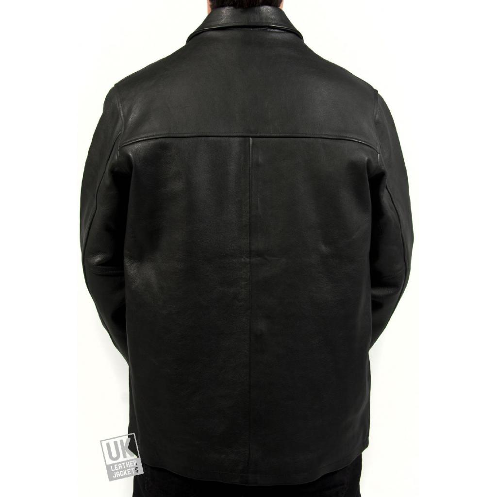 Mens Black Leather Jacket in Cow Hide Porter Free UK Delivery