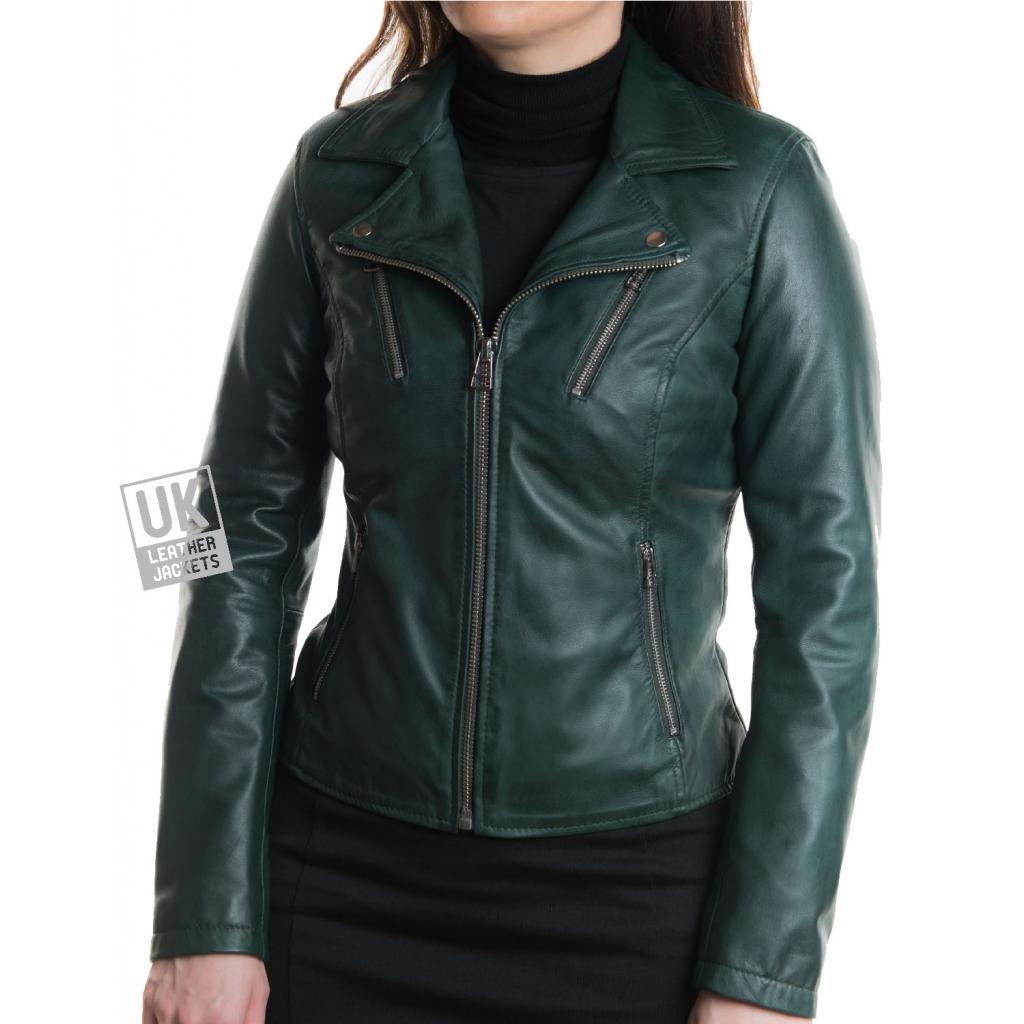Womens Green Leather Jacket Mystique UK Leather Jackets