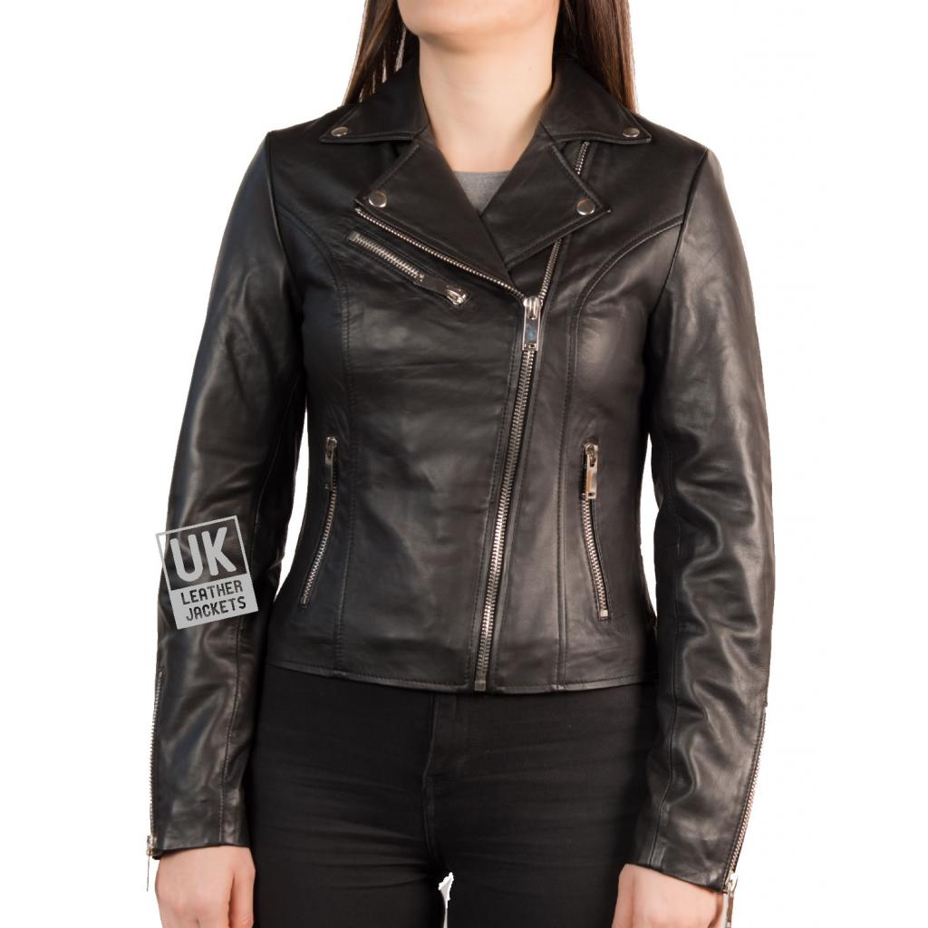 Womens Black Leather Biker Jackets - Eden | Free UK Delivery