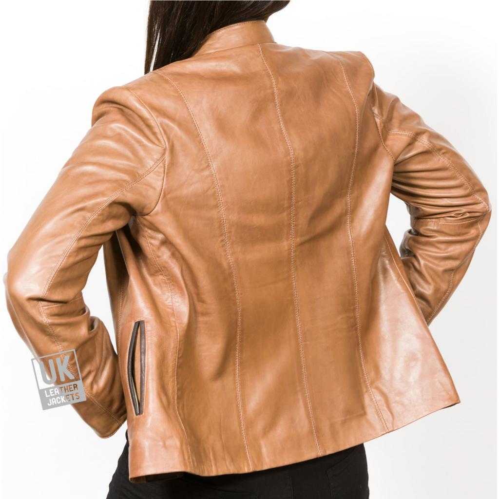 Ladies Vintage Tan Leather Jacket Florence UK Leather Jackets