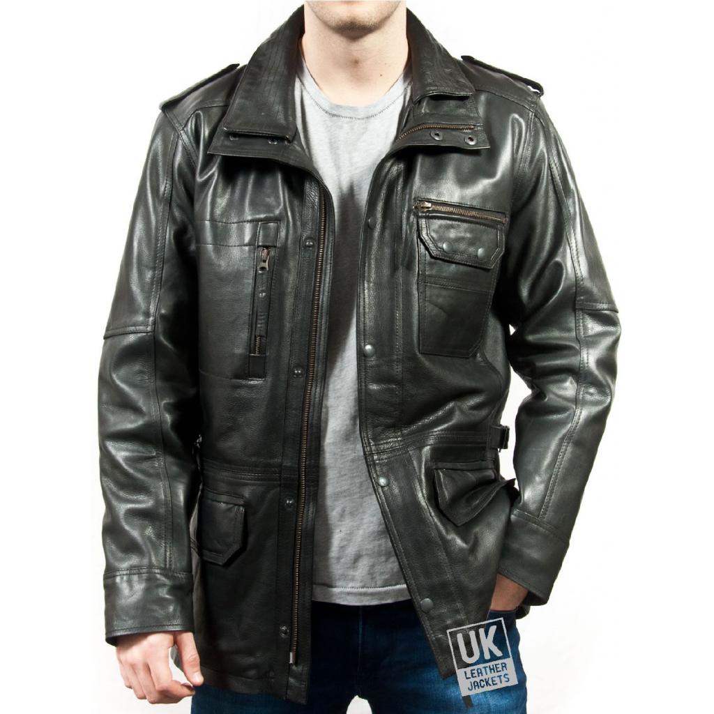 Mens Black Cow Hide Leather Jacket - Keswick - Plus Size | UK Leather ...