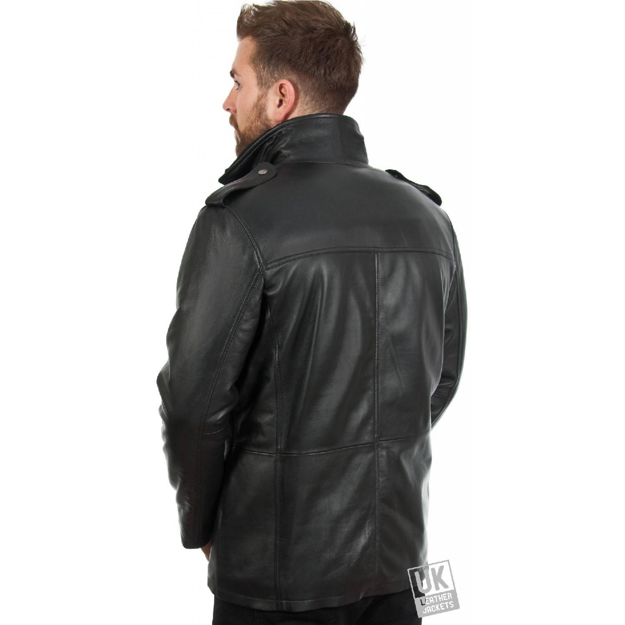 Mens Black Leather Coat Bernie | UK Leather Jackets