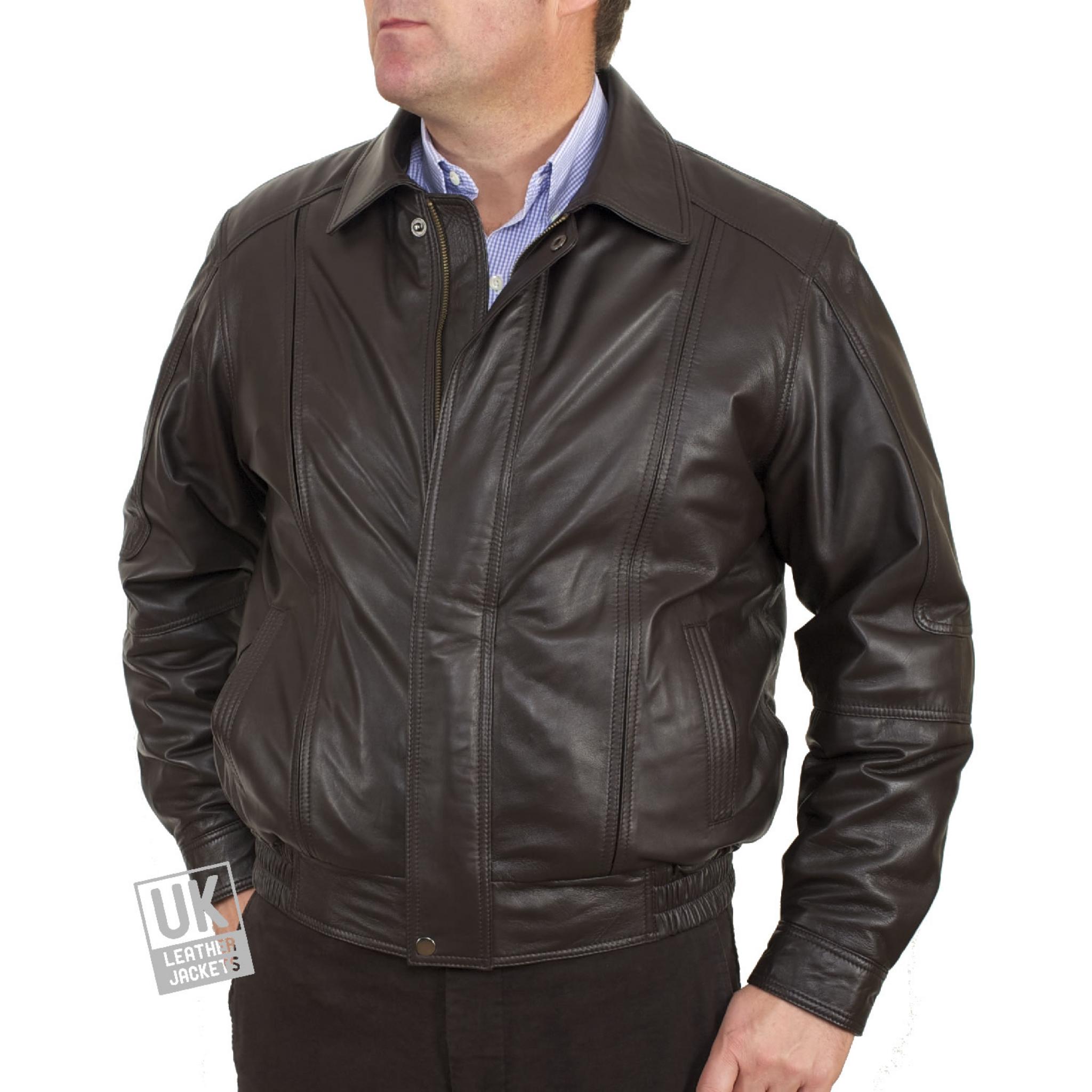 Mens Brown Leather Jacket - Hudson | Free UK Delivery