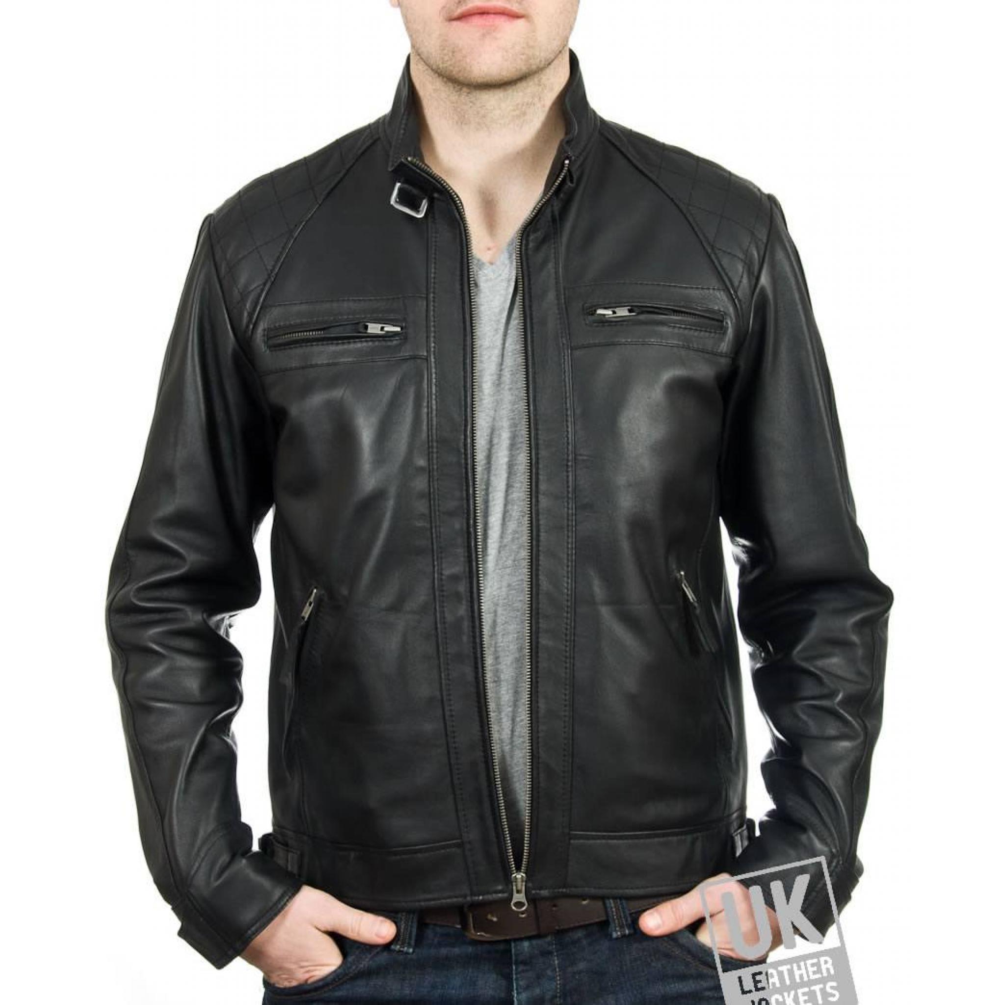 Mens Black Leather Jacket - Lancer | UK Leather Jackets