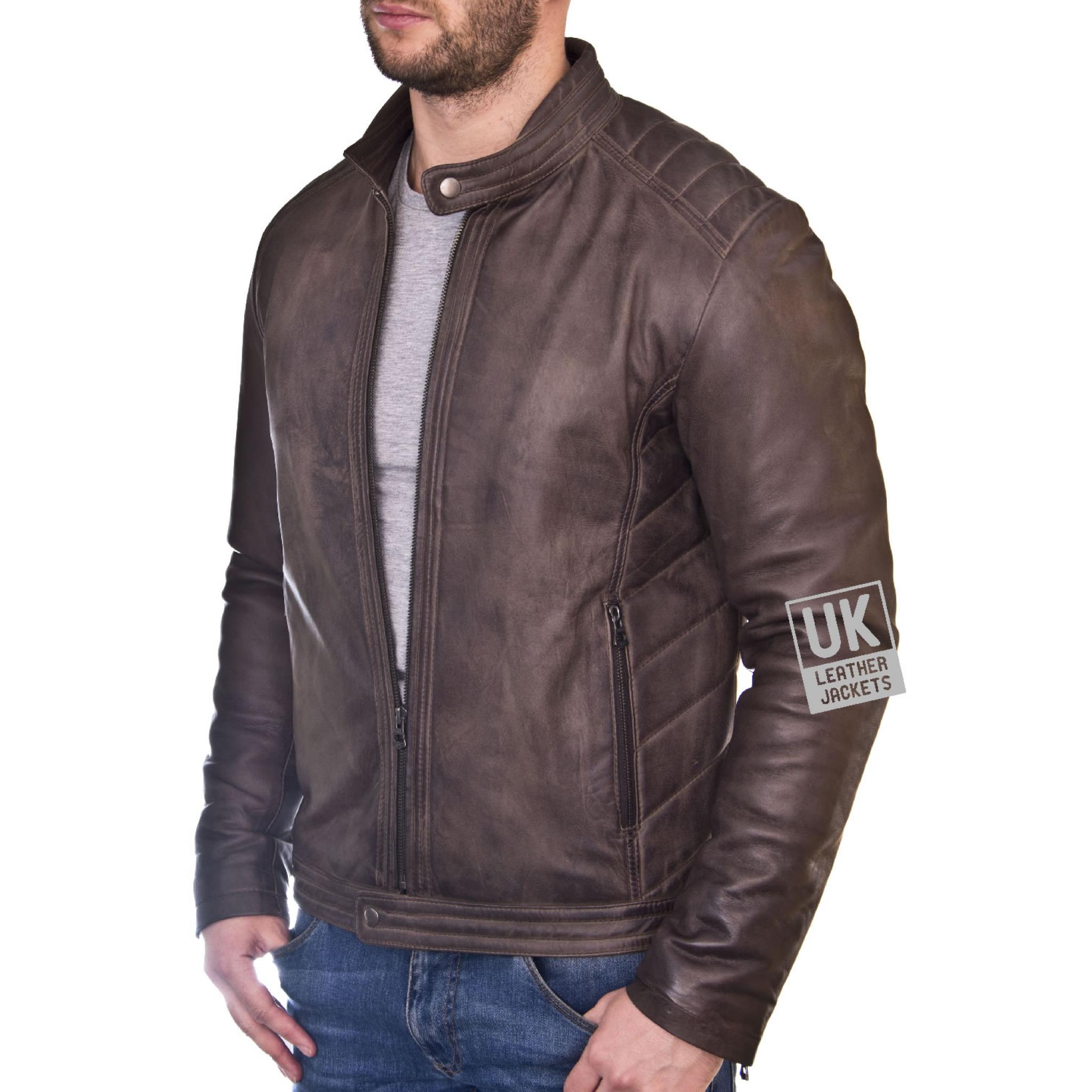 Mens Vintage Brown Leather Jacket - Omega | UK Leather Jackets