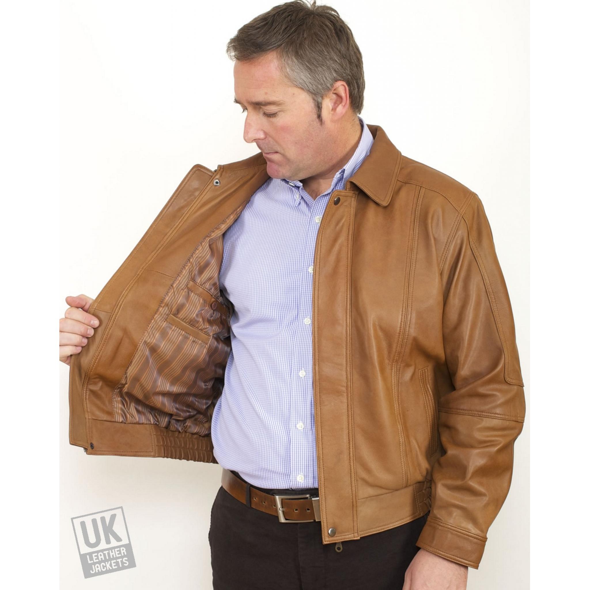 mens big and tall brown leather jacket