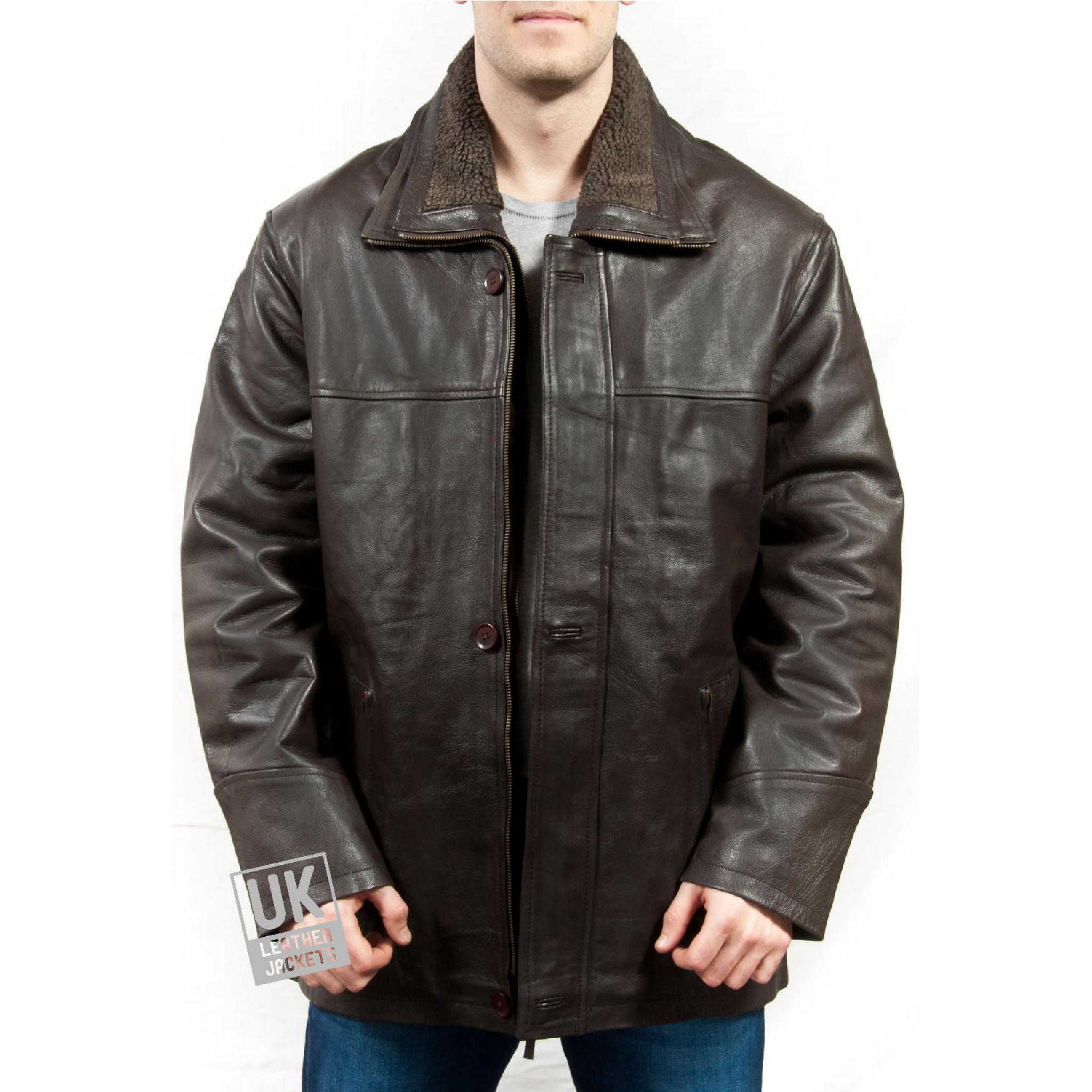 big and tall mens leather car coat