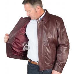 Men's Oxblood Leather Jacket - Hudson - Lining