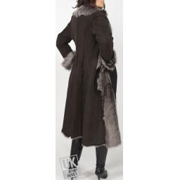 Finest Womens 7/8 Toscana Lambskin Coat in Brown - Lexia - Rear