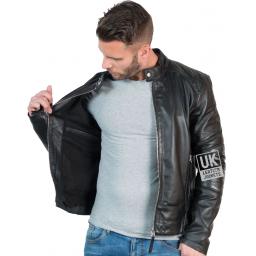 Mens Black Leather Jacket - Epoch - Lining