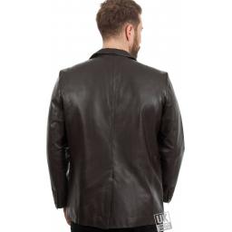 Men's 2 Button Brown Leather Blazer - Plus Size - Jensen - Rear