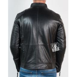 Mens Black Leather Jacket - Ellis - Back