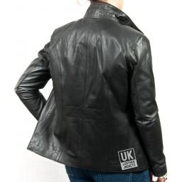 Women's Black Leather Jacket - Sapphire - Back