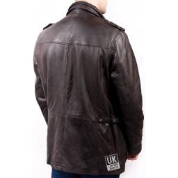 Men's Brown Leather Coat Jacket - Portland - Rear