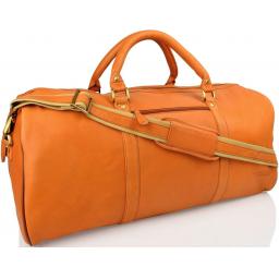 Large 24" Tan Leather Travel Holdall Bag - Boone - Side View