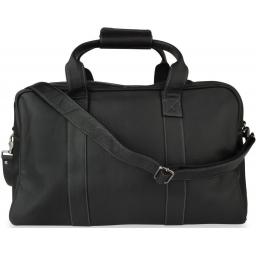 Black Leather Travel Holdall Bag - Soto - Front