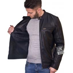 Mens Leather Jacket - Monaco - Black or Brown - Lining