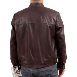 Men's Brown Leather Jacket - McQueen - Rear