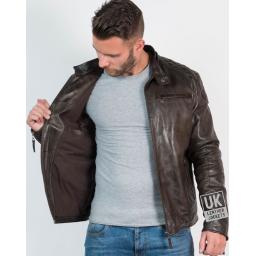 Men’s Vintage Brown Leather Hoodie - Argento - Lining