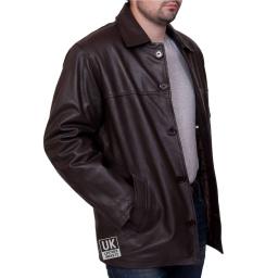 Men's Brown Leather Jacket in Soft Nappa - Porter - Front