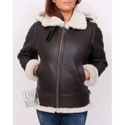 Women's Sheepskin Flying Jacket - Cream - Zipped Front