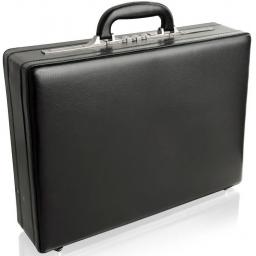 Black Leather Briefcase - Baldwin - Front