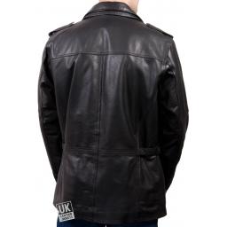 Men's Black Cow Hide Leather Coat Jacket - Portland - Back
