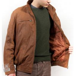 Men's Tan Buff Leather Jacket - Strathmore - Lining