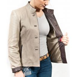 Ladies Taupe Leather Jacket - Florence - Lining