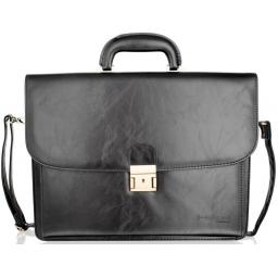 Black Leather Briefcase - Buchanan - Front 2