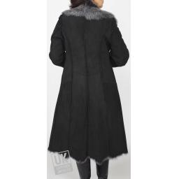 Finest Womens 7/8 Toscana Lambskin Coat in Black - Lexia - Rear