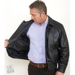 Men's Black Leather Jacket - Hudson - Lining