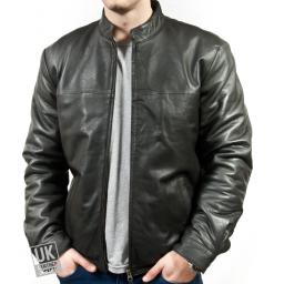 Men's Black Leather Jacket - Reb - Side