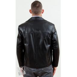 Black Leather Jacket - Plus Size - Harrington - Rear