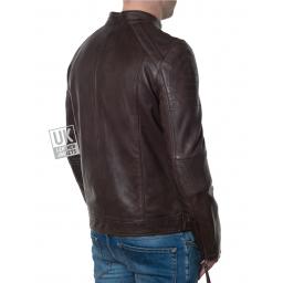 Men's Brown Leather Jacket - Titanium - Back