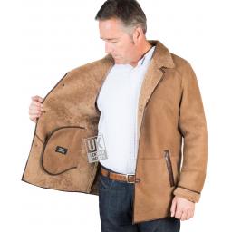 Mens Finest Shearling Sheepskin Jacket - Antique Matt Tan - Wessex  - Lining