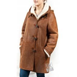 Womens Plus Size Sheepskin Duffle Coat - Lea - Cream Wool - Superior Quality - Front