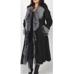 Finest Womens 7/8 Toscana Lambskin Coat in Black - Lexia - Front 2