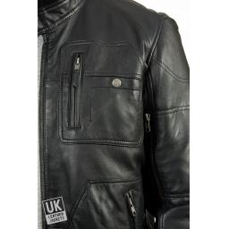 Men's Leather Bomber Jacket in Black - Daytona - Detail