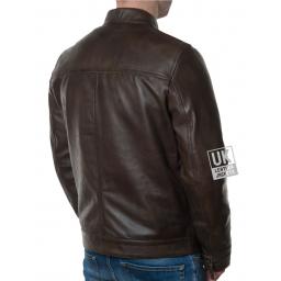 Men's Brown Leather Jacket - Ascari - Back