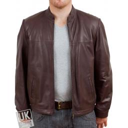 Men's Brown Leather Jacket - McQueen - Front