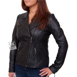 Womens Black Leather Jacket - Mercury - Front