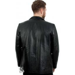 Men's 2 Button Black Leather Blazer - Plus Size - Jensen - Rear
