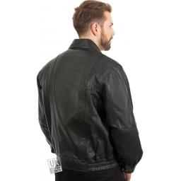 Men's Black Leather Jacket - Boston - Rear