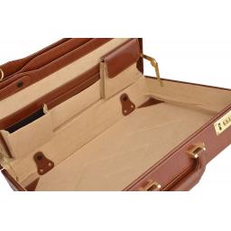 Expandable Tan Leather Briefcase - Van Buren