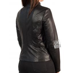 Womens Black Leather Jacket - Danielle - Back