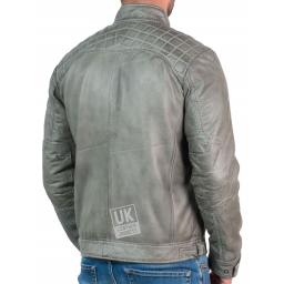 Men's Leather Jacket - Lancer - Vintage Grey - Back
