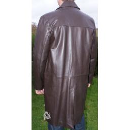 Men's Brown Cow Hide Leather Coat Plus Size - Back