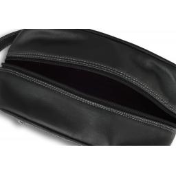 Black Leather Wash Bag by Pierre Cardin - Atlantic - Top Open