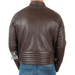 Men’s Brown Leather Biker Jacket - Zurich - Rear
